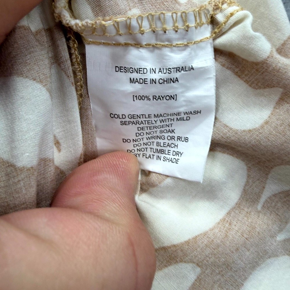 Abel the Label Slip Dress Womens M Brown White Floral Ruffle Hem Spaghetti Strap - Picture 10 of 11